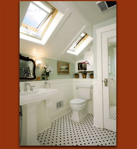 All three bedrooms and the bathroom upstairs have sloped ceilings, which i adore. Attic Works: Attic bathrooms