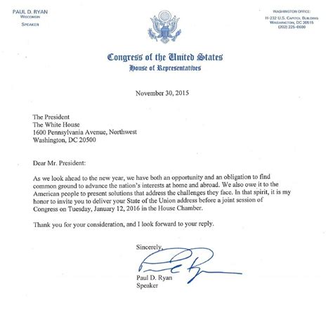 Check out an example letter that used this format. Obama's Final State Of The Union Set For Jan. 12 | WBUR News