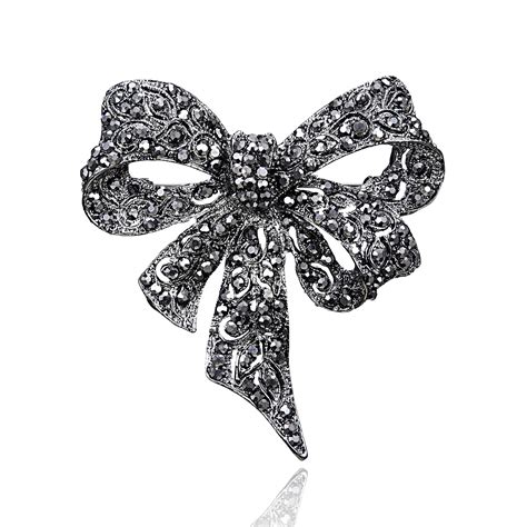 buy rinhoo black color rhinestone bow brooches for women large bowknot brooch