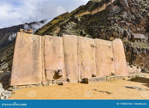 Wall Of The Six Monoliths At The Ollantaytambo Archaeological Site In