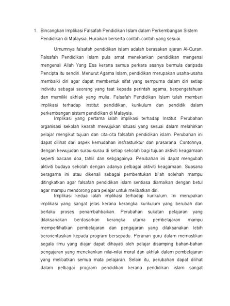 Malaysia telah diduduki oleh tentera jepun. Bincangkan Implikasi Falsafah Pendidikan Islam Dalam ...