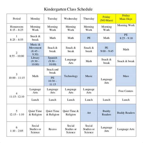 Class Schedule Template 36 Free Word Excel Documents Download