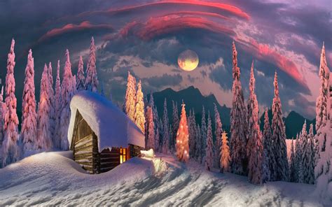 3840x2400 House In Winter Amazing Digital Art Uhd 4k 3840x2400