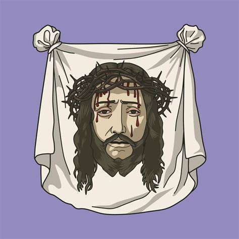 Holy Sacred Face Of Jesus Colored Vector Illustration Jesus Face