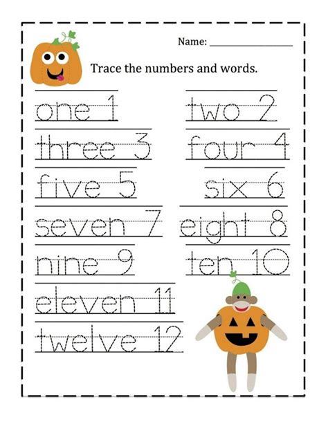 Preschool Worksheets Spelling Numbers