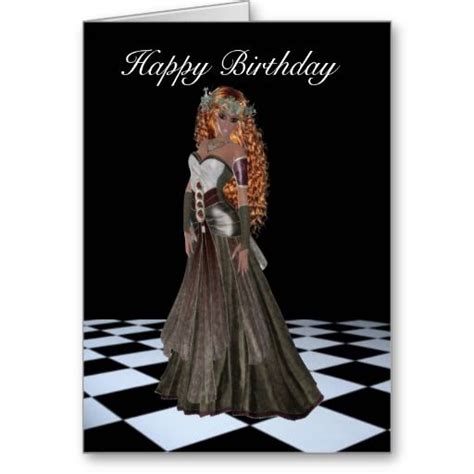 Happy Birthday With Steampunk Style Pretty Redhead Card Pretty Redhead Steampunk