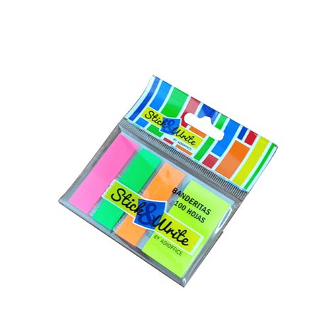 Separador De Página Stick And Write Banderita Neón 100 Hojas 4 Colores