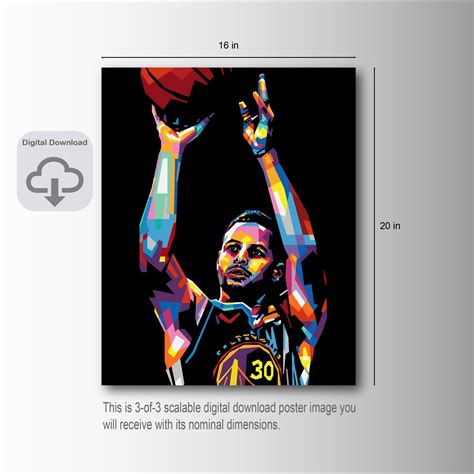 Steph Curry Poster Instant Digital Download Basketball Etsy