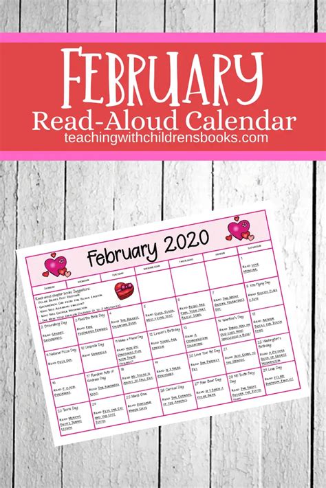 Printable February Read Aloud Picture Books Calendar