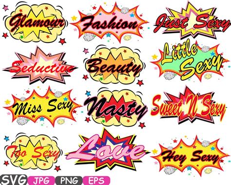 Sexy Words Comic Book Cutting Files Svg Beauty Glamour Nasty Etsy