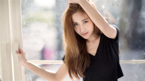 Asian Girl Cute In Black Full Hd 2k Wallpaper