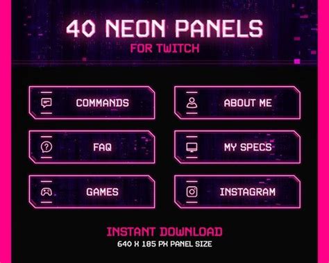 40 Neon Pink Twitch Panel Bundle Neon Panels For Twitch Twitch