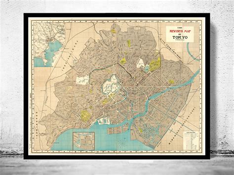 ► old maps of japan from the norman b. Odl Map of Tokyo Japan 1907 Vintage Map of Tokyo - VINTAGE MAPS AND PRINTS