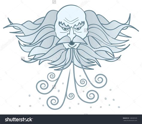 Stock Vector A Cartoon Image Of A Cloud Like Old Man Winter Blowing