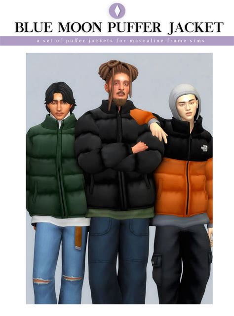 Blue Moon Puffer Jacket Set Nucrests Sims 4 Men Clothing Sims