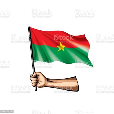 Bandiera Del Burkina Faso E Mano Su Sfondo Bianco Illustrazione
