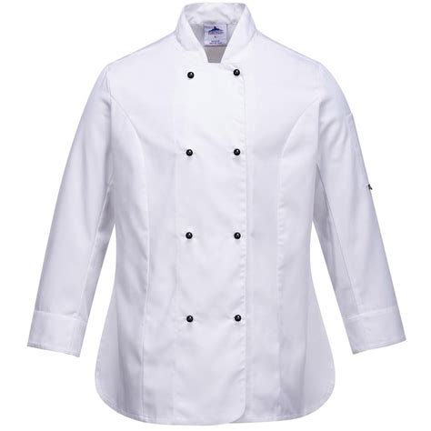 Portwest C837 Rachel Ladies Long Sleeve Chefs Jacket Bk Safetywear