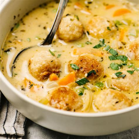 Creamy Chicken Meatball Soup 1 Hour Our Salty Kitchen