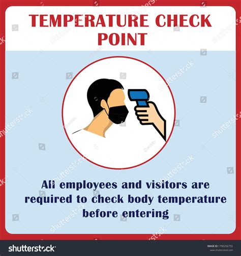 Body Temperature Check Point Sign Notice Stock Vector Royalty Free