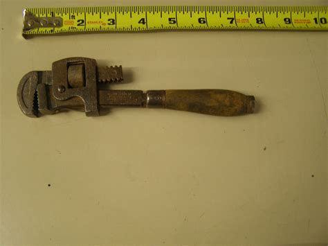 Antique Jp Danielson 8” Adjustable Pipe Wrench With Wooden Handle Ebay