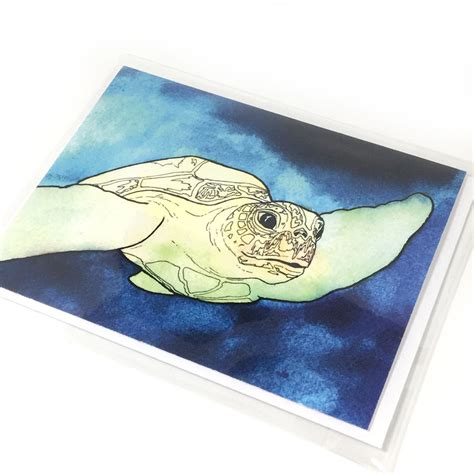 Sea Turtle Note Cards Ocean Themed Stationery Nautical Watercolor