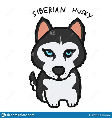 Siberian Husky Dog Cute Cartoon Vector Illustration Stock