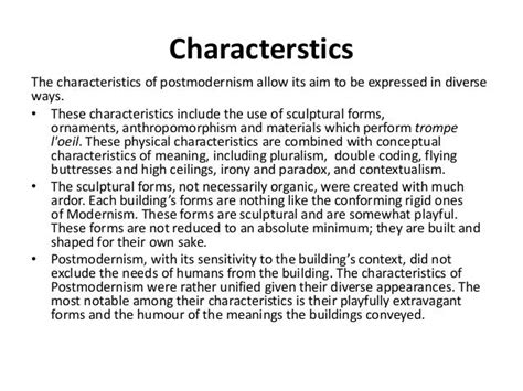 What Are The Main Characteristics Of Modernism Pdf Slideshare