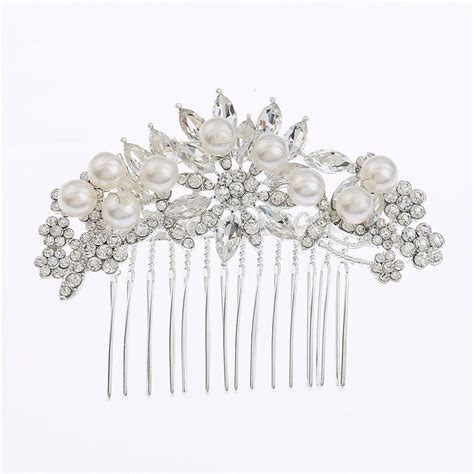 Imitation Pearl Flower Hair Combs Rhinestone Wedding Prom Evening Party Pearl 1920s Headpiece