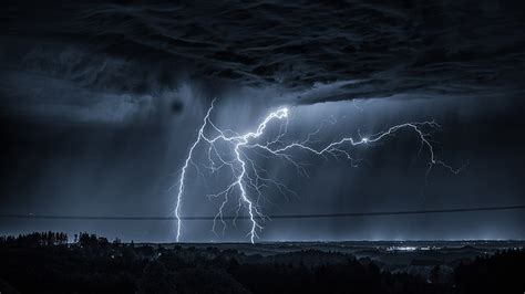 Thunder Lightning Sky Atmosphere Thunderstorm Darkness Storm