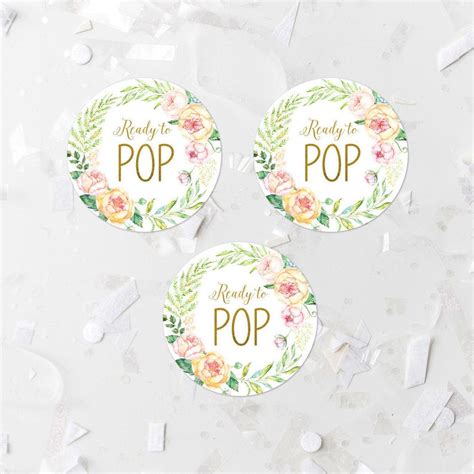 Baby shower decorations (free printables) sock rose bouquets and more! Spring Floral Ready To Pop Favor Label Printable Baby Shower Stickers Popcorn Tags Baby Sho ...