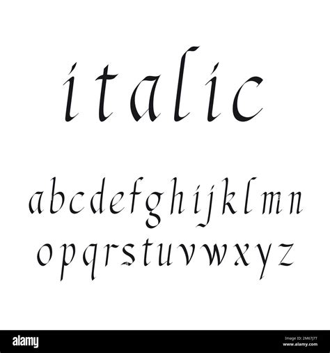 Elegant Italic Font Vector Illustration Set Of Unique Decorative Black