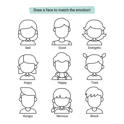 Draw A Face To Match The Emotion Themed Worksheets For Kids 12905195