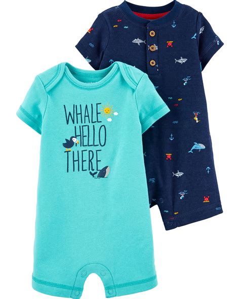 2 Pack Whale And Shark Rompers Carters Baby Boys Carters Baby Baby