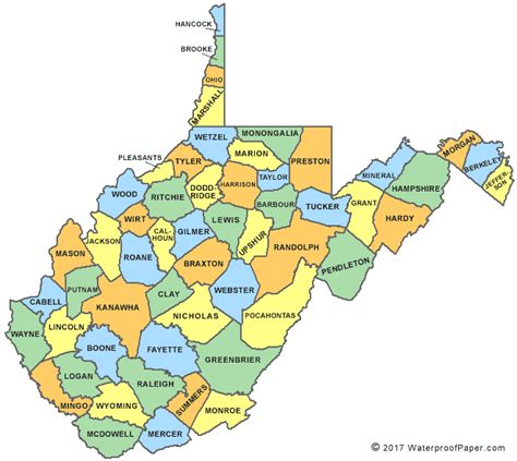 Printable West Virginia Maps State Outline County Cities