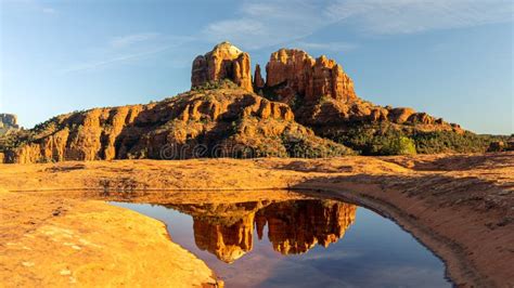 Cathedral Rock Reflection In Sedona Arizona Stock Photo Image Of