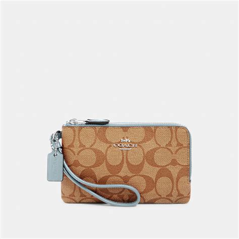 Coach Outlet Double Corner Zip Wristlet In Natural Lyst