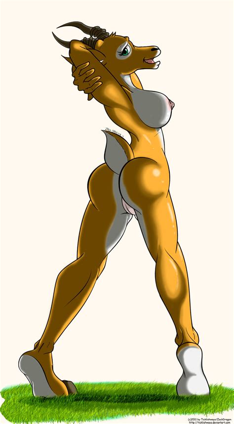 Rule 34 Antelope Arch Arched Back Ass Breasts Cute Grass Green Eyes
