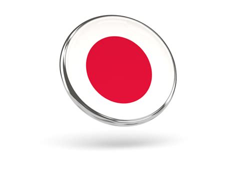 Round Icon With Metal Frame Illustration Of Flag Of Japan