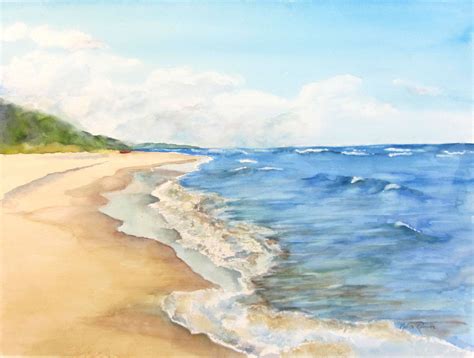 Shades Of Summer Watercolor Painting In 2020 Beach Scene Painting