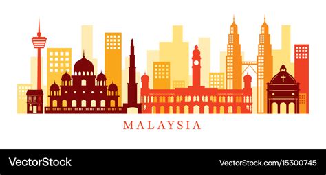 Malaysia Architecture Landmarks Skyline Shape Vector Image