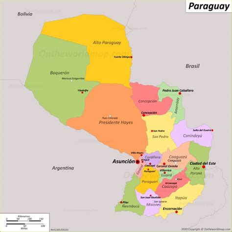 Mapa De Paraguay Blanco Y Negro