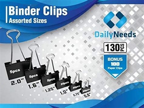 230 Pack Black Assorted Size Binder Clips 6 Sizes Paper Clamp Etsy
