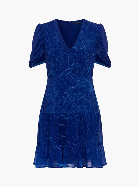 French Connection Calandra Puff Sleeve Abstract Print Dress Blue At