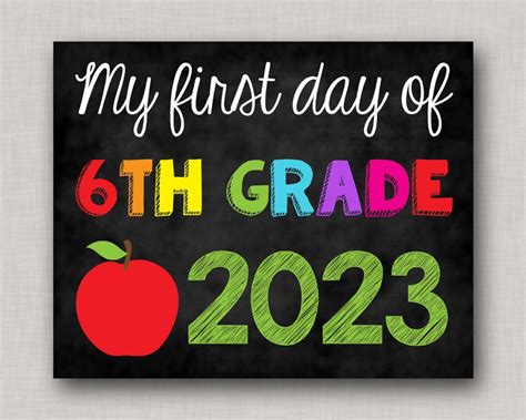 First Day Of Sixth Grade Signfirst Day Of 6th Grade Signfirst Day Of