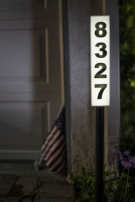 Solar Lighted Address Sign Custom House Numbers Floral Vase