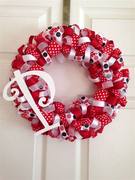 Valentines Ribbon Wreath With Initial Ribbon Wreath 4th Of July