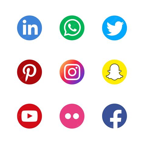 Premium Vector Round Social Media Icons Or Social Network Logos Flat