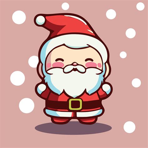 Cute Adorable Kawaii Santa Illustration Happy Christmas Celebration