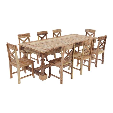 You need dining room furniture that's not just for display and occasional use on holidays. Britain Rustic Teak Wood 11 Piece Dining Room Set