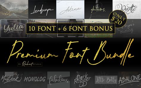 Premium Font Bundle 2018 10 Fonts Included And Bonus By Rochart